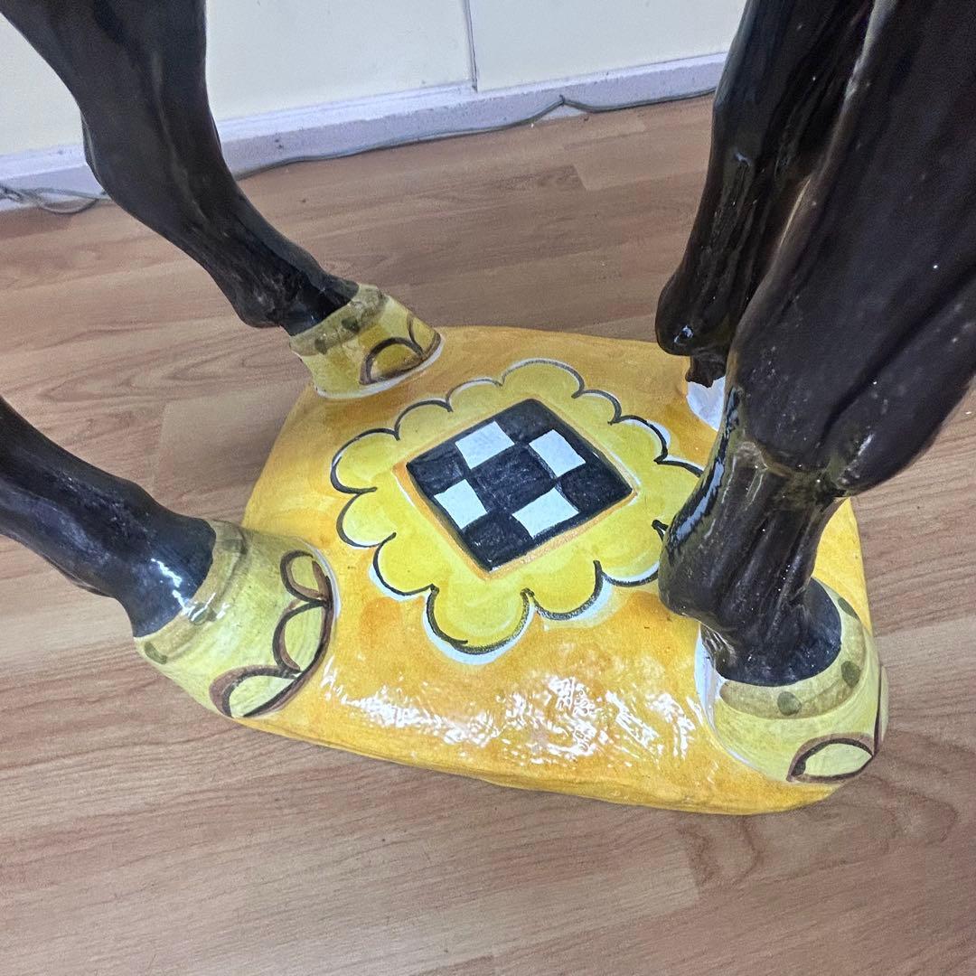 Pamela Ferrari サイン入 大型陶器 馬 彫刻 アート作品 引取限定