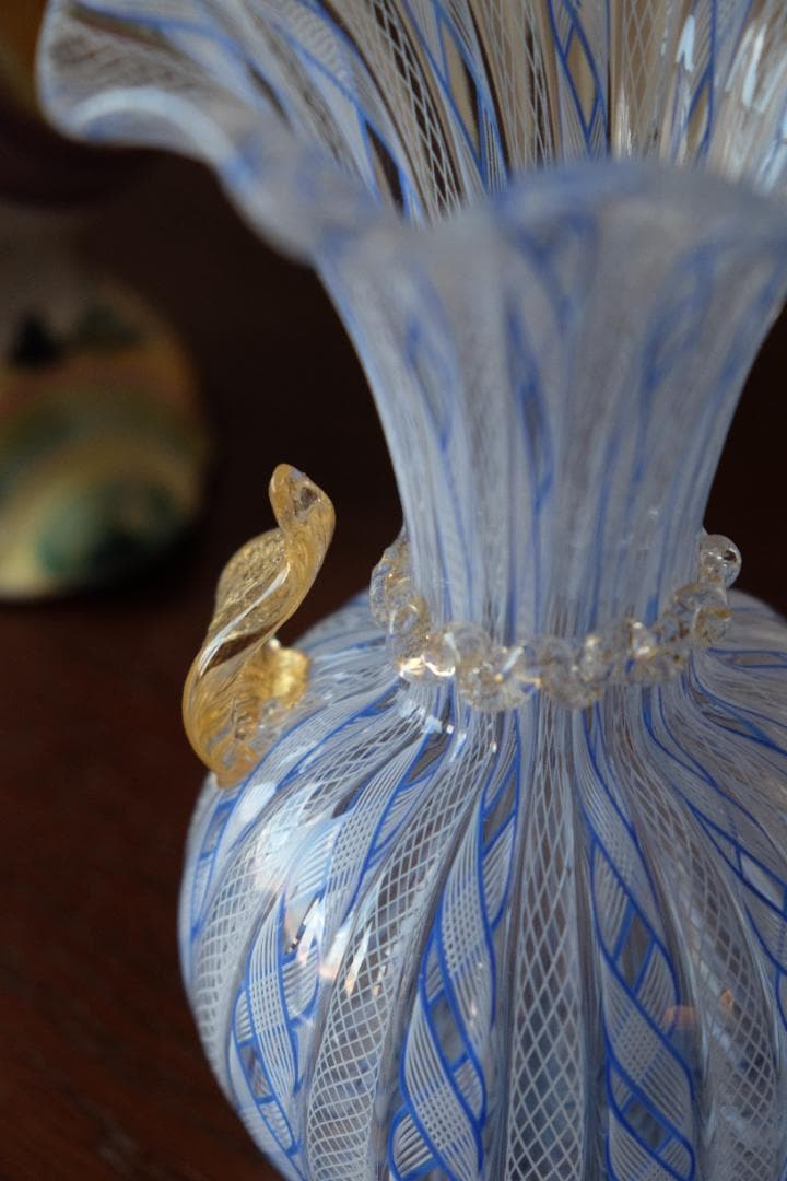 レースガラス 花瓶 ベネチアングラス ムラーノガラス アンティーク
