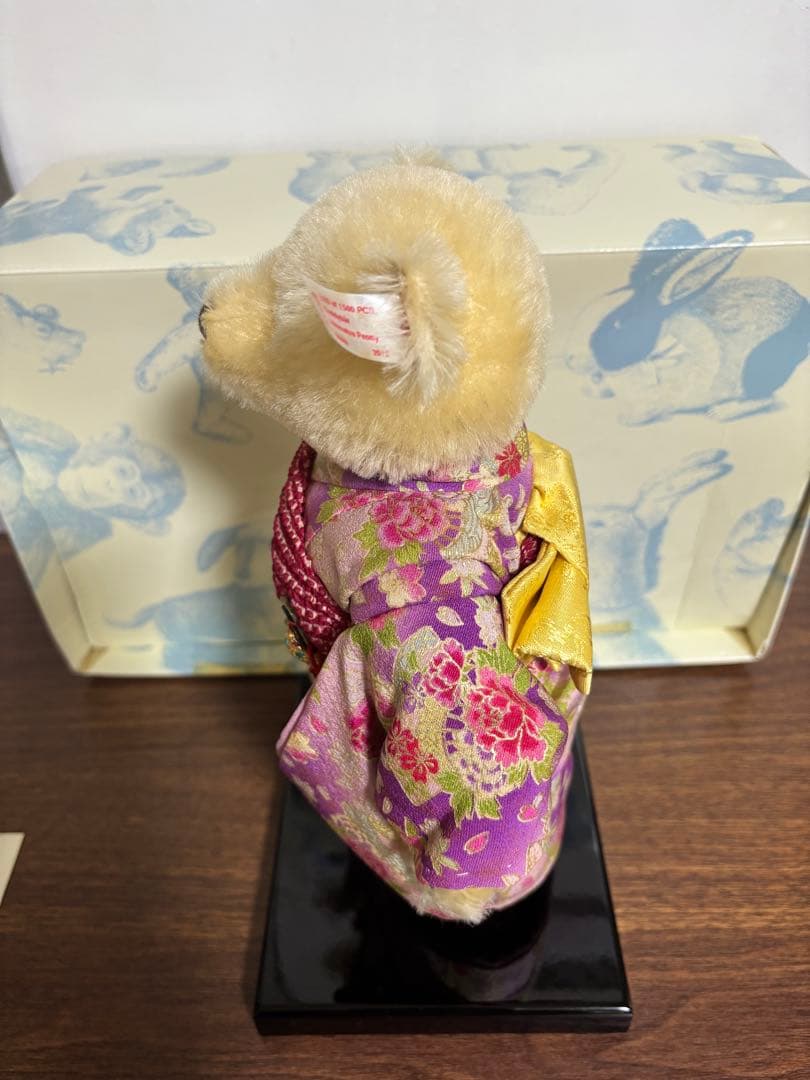 シュタイフ 677380市松　牡丹　テディベア 2012年　日本限定　台座付き