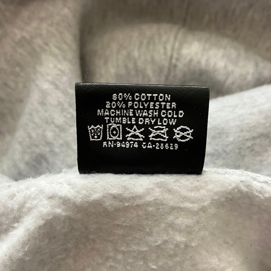 古着 ステューシー 両面ロゴ 8ボール パーカー グレー XL 裏地フリース