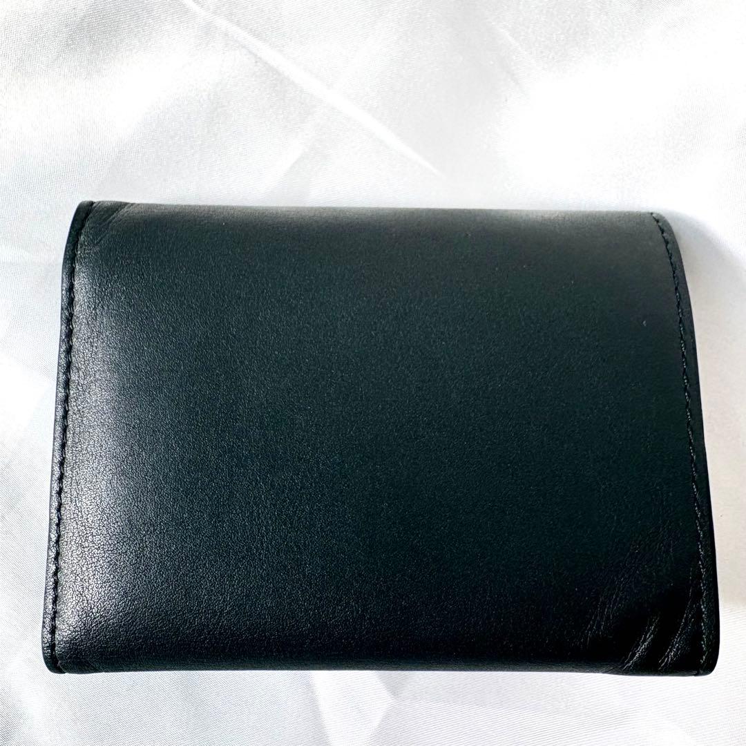 極美品/現行✨ロエベ 折り財布 ペブル アナグラム レザー ダークグリーン
