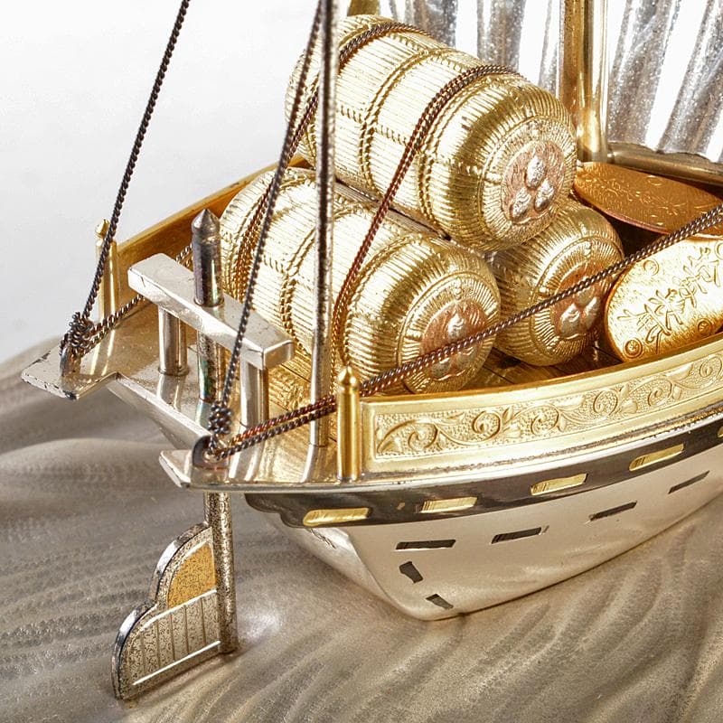 関武比古造 銀製 STERLING980刻印 宝船 約189g U R5386B 銀製置物