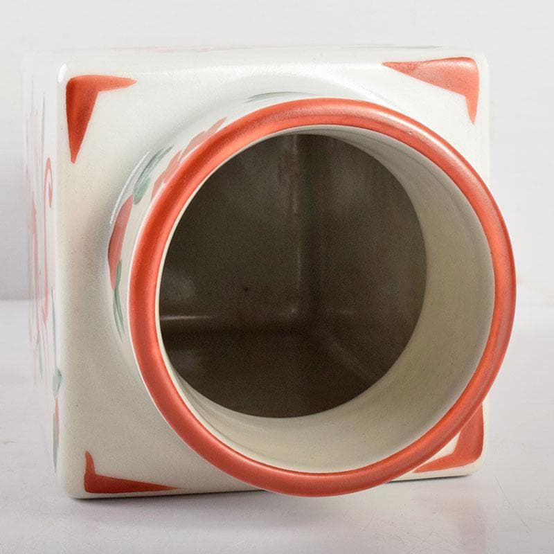 京焼 三浦竹軒造 赤絵 雲龍鳳凰文 四方瓶 共箱 M R4967B