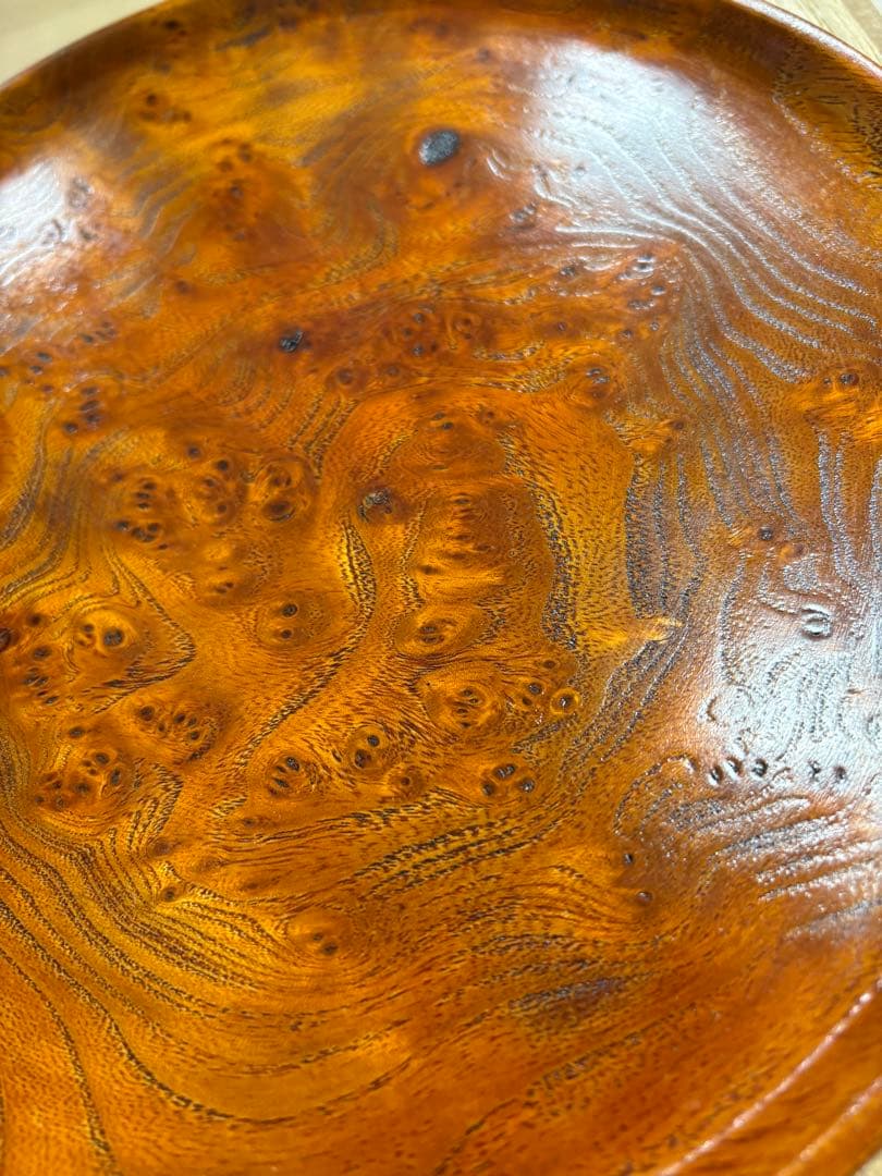 アイヌ 瘤 こぶ 茶菓子盆 拭き漆仕上げ 工芸品 桐箱入り