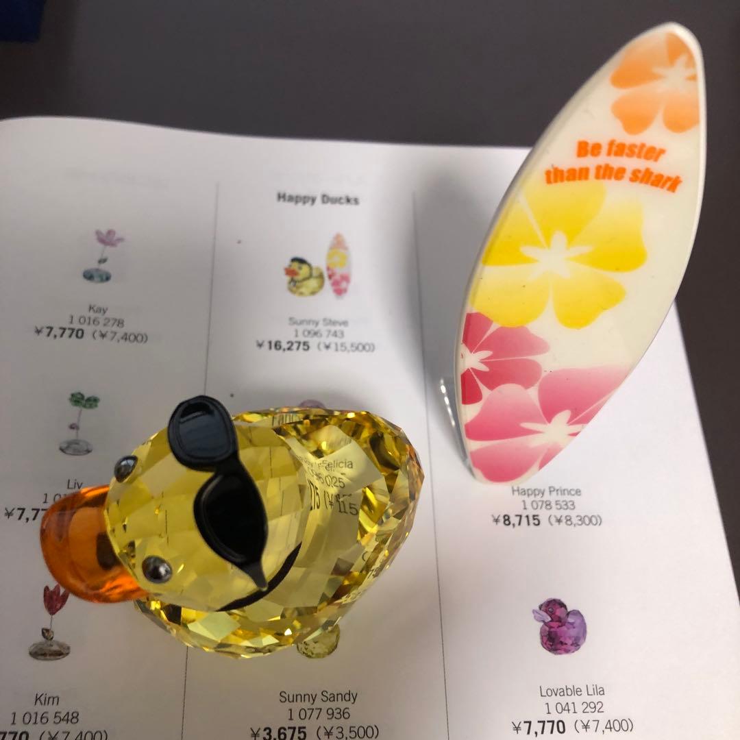 スワロフスキーSWAROVSKIハッピーダック♪サニースティーブサーフィン置物