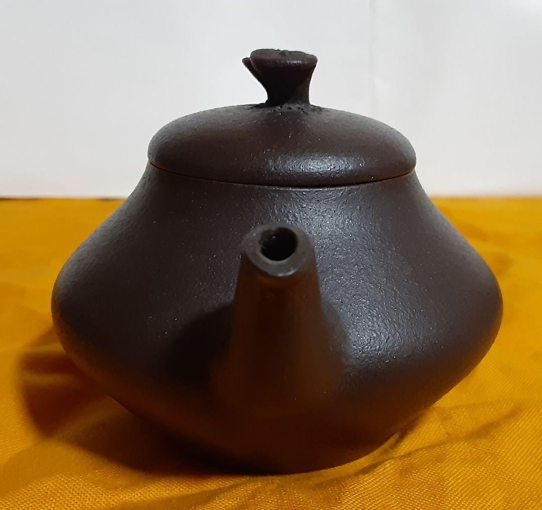 人間国宝 三代 山田常山 梨皮烏泥茶銚 霊芝摘 急須 KS