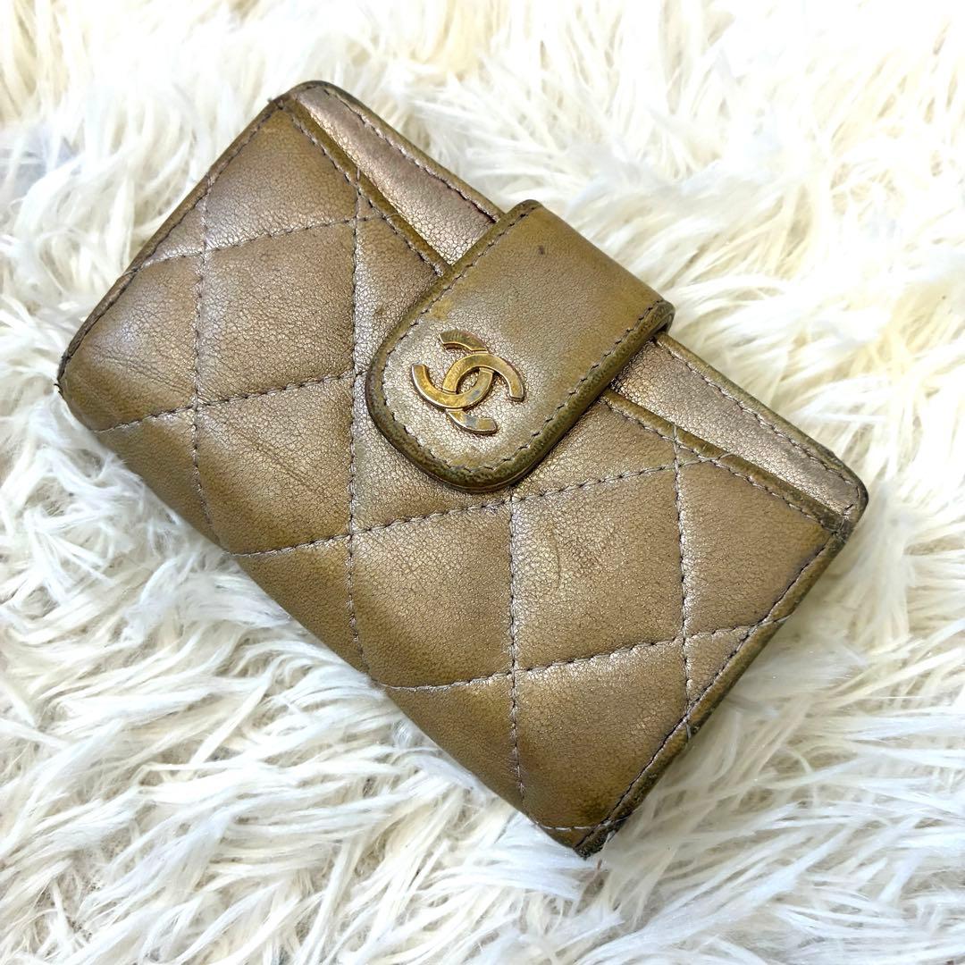 CHANEL マトラッセ スモールウォレット ミニ財布 カード入れ ゴールド