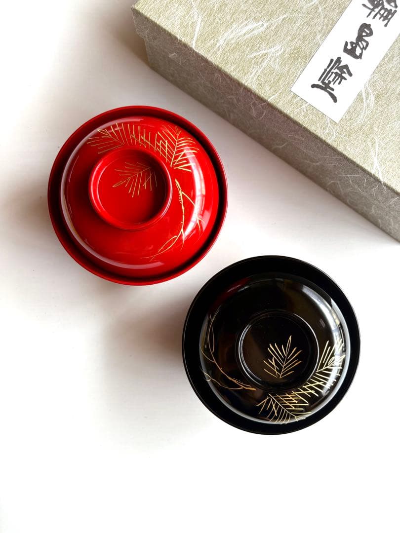 大向高洲堂 輪島塗 【希少品】夫婦汁椀 蓋付きお椀 新品未使用