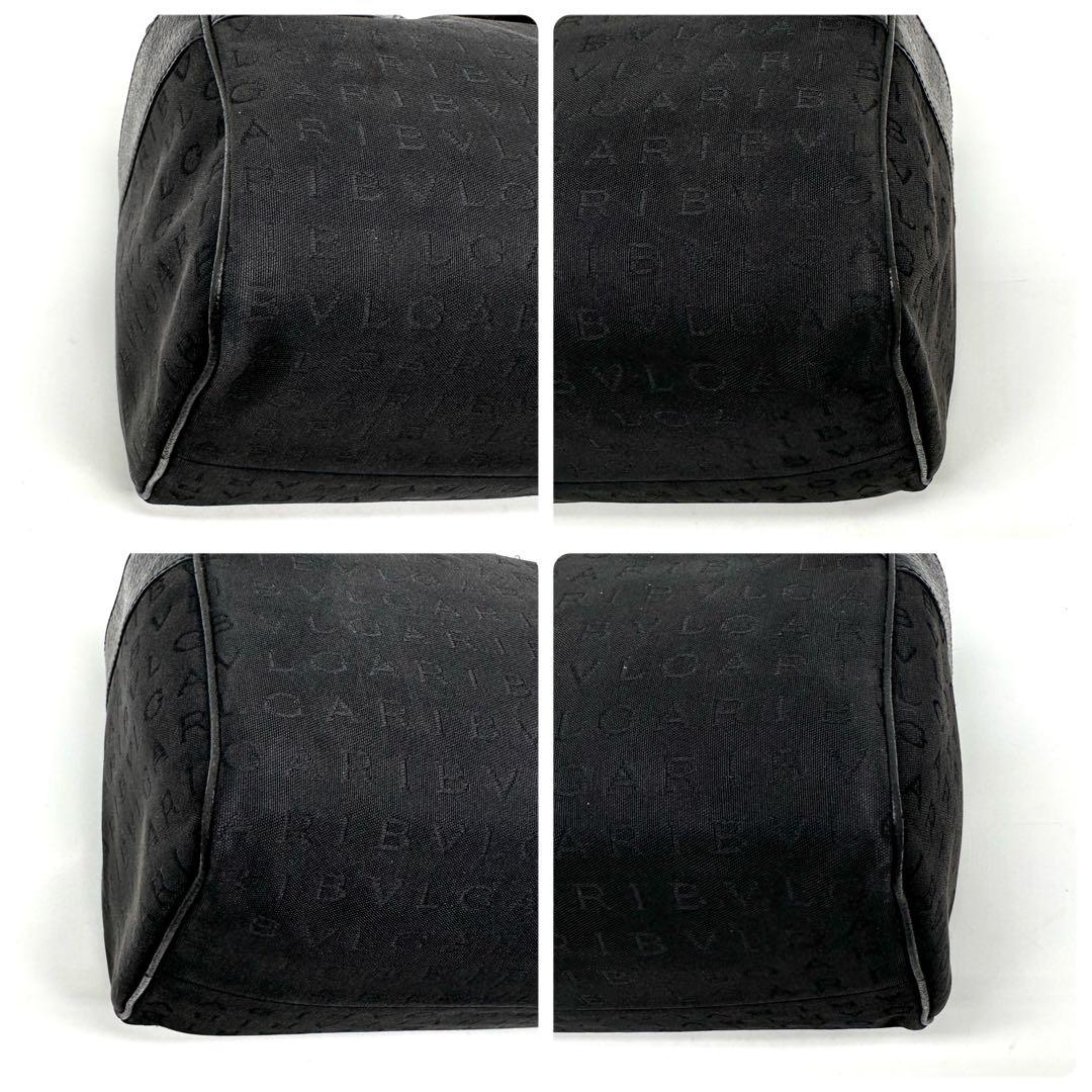 ブルガリ ロゴマニア ビーゼロワン ミニボストンバッグ キャンバス レザー 黒