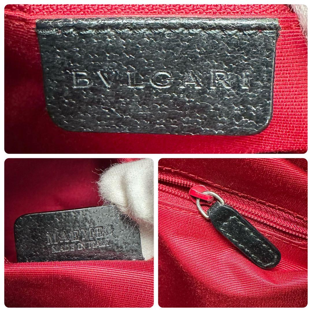 ブルガリ ロゴマニア ビーゼロワン ミニボストンバッグ キャンバス レザー 黒