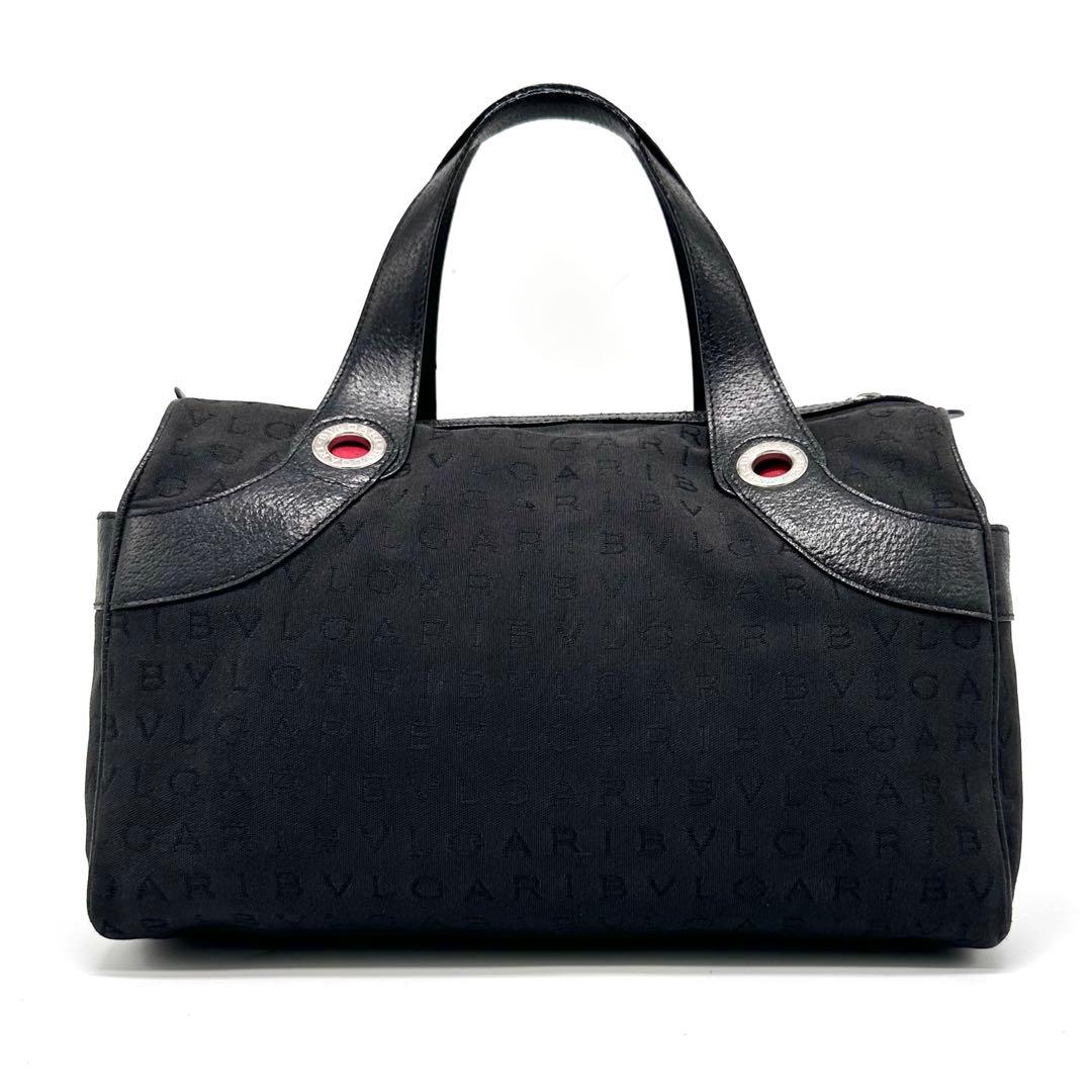 ブルガリ ロゴマニア ビーゼロワン ミニボストンバッグ キャンバス レザー 黒