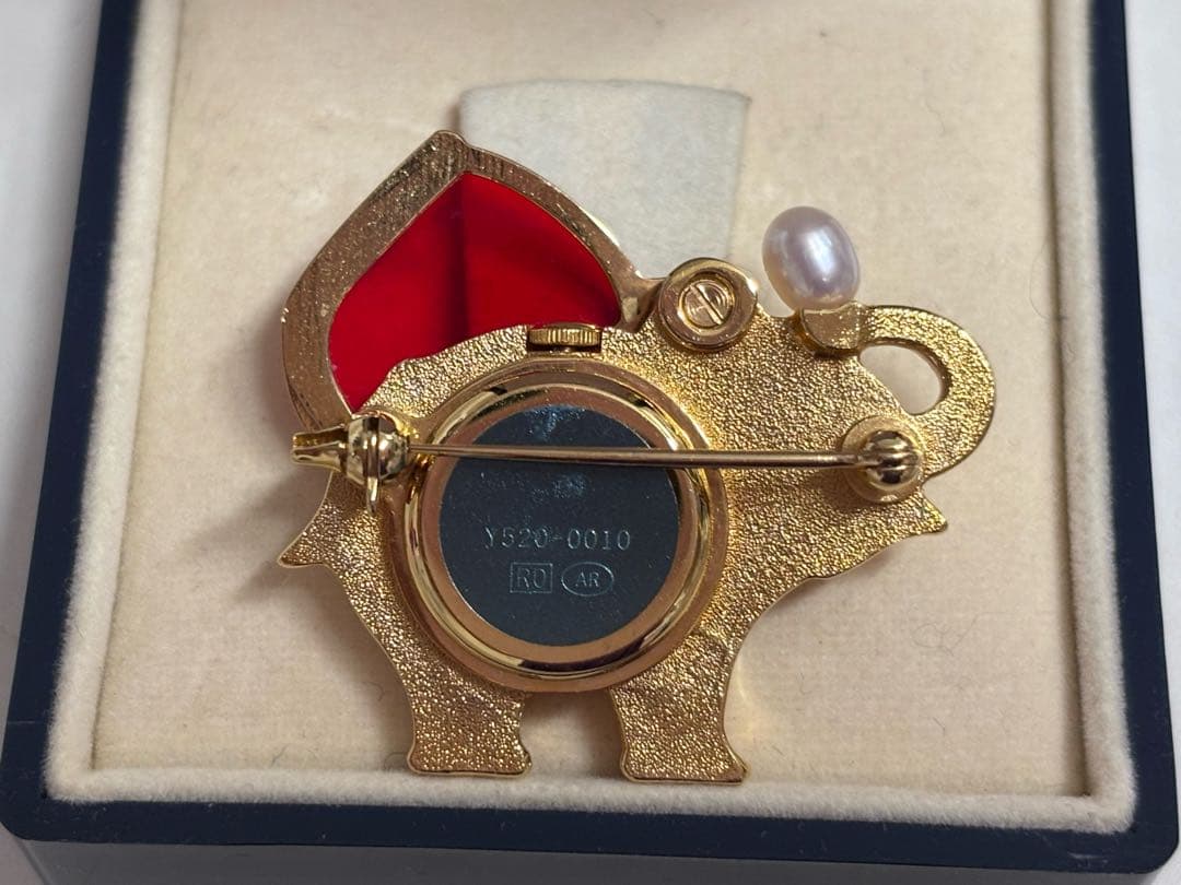 TASAKI タサキ エレファント 象 時計 本真珠ブローチ ブローチ