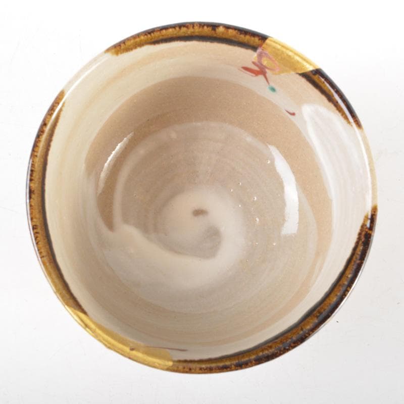 九谷焼　吉田勝山作　色絵金彩　抹茶碗　共箱　C　5440