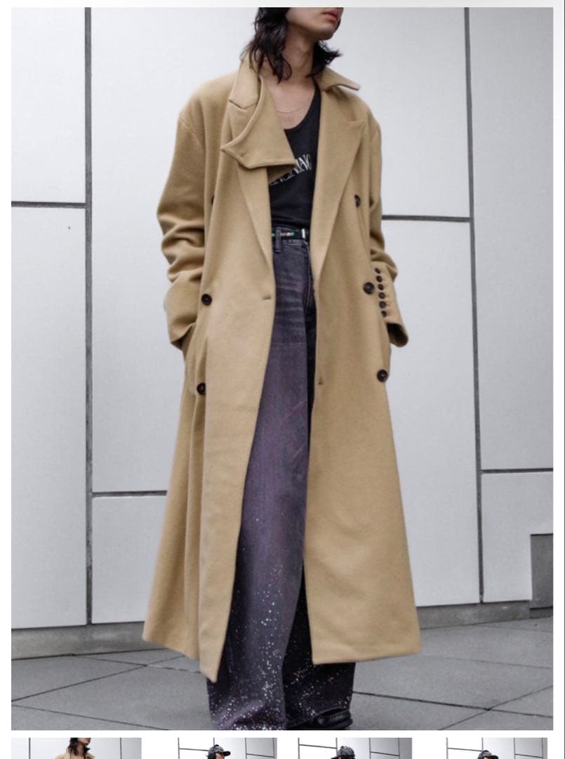 Aquascutum カシミア 黒 ダブルブレスト チェスターコート