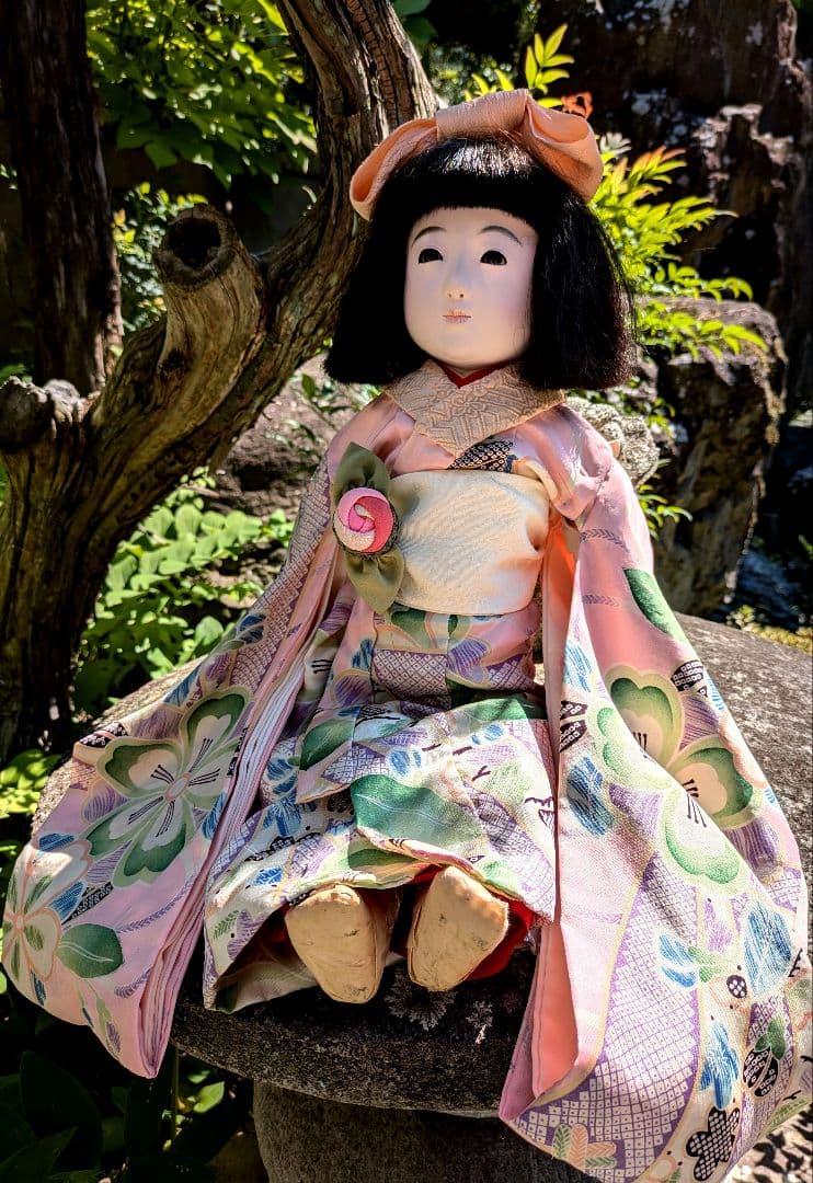 市松人形 松龍斎 太田徳久 15号 52cm 木製スタンド付き