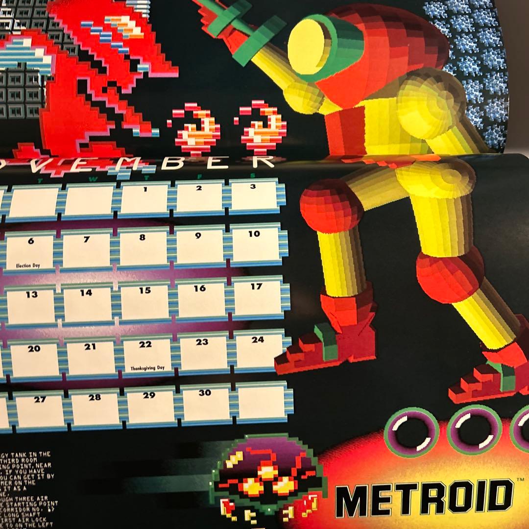 任天堂1990カレンダー」スーパーマリオ ゼルダの伝説 メトロイド