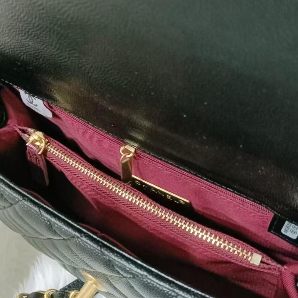 coco handle ブラック レザー ショルダーバッグ