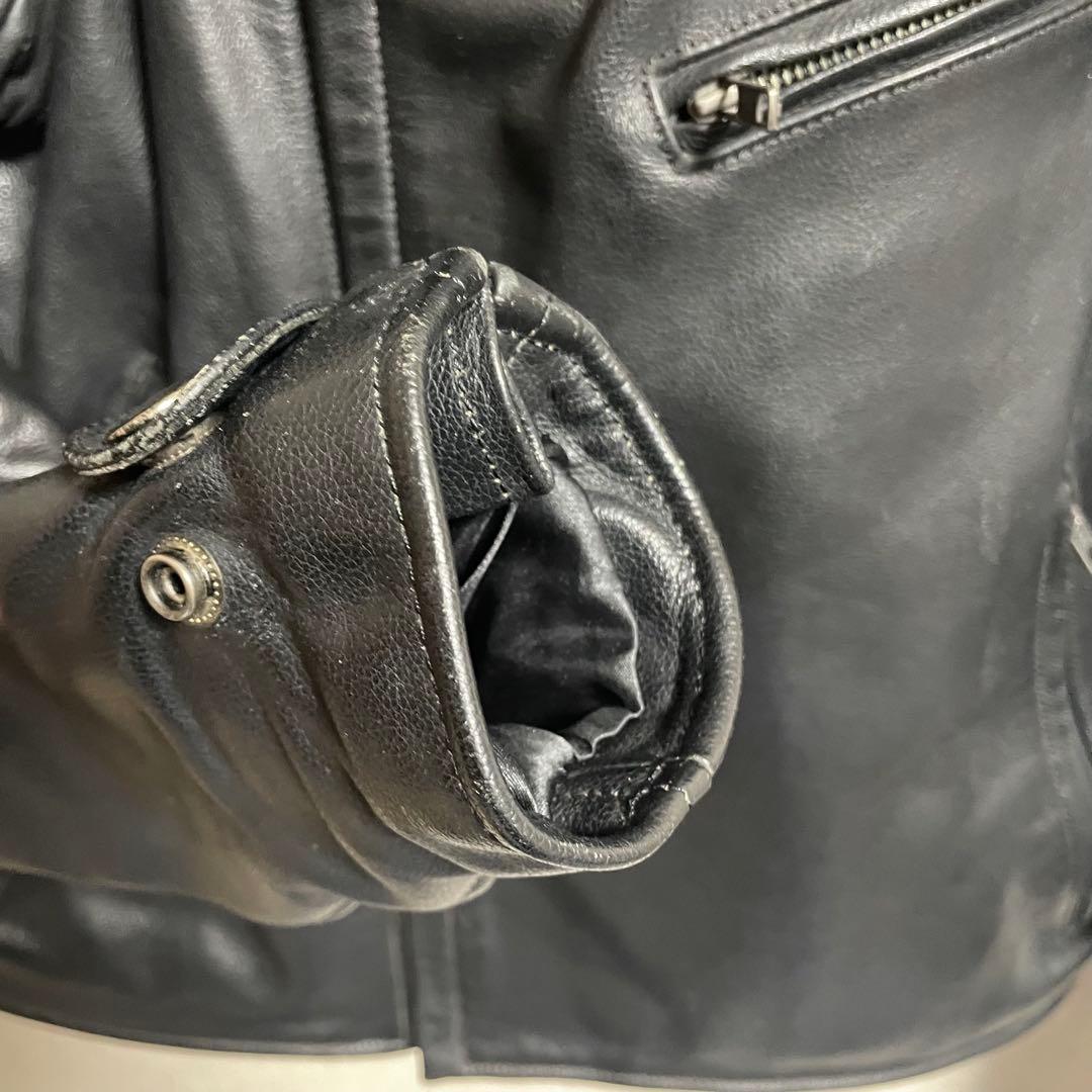 KUSHITANI ブラック レザーライダースジャケット 本革 黒 BLACK