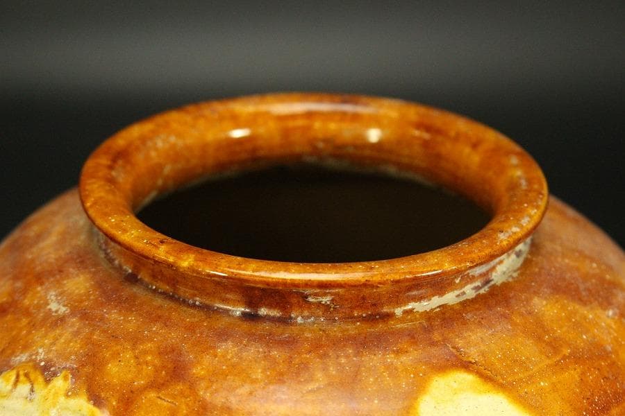 中国美術 唐三彩 蓋壷 高19cm(LC153)