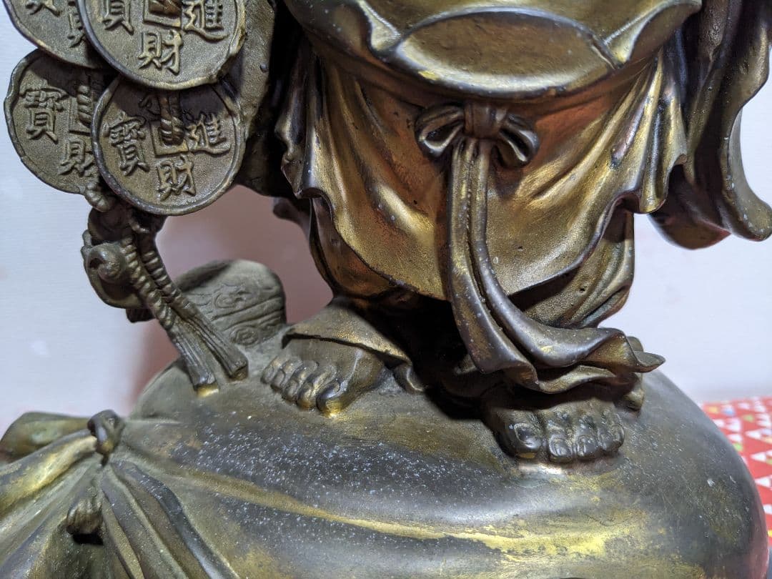 ⭐️中国銅器 仏像 布袋像 縁起置物 唐金 宣徳銅 桃 瓢箪 招運