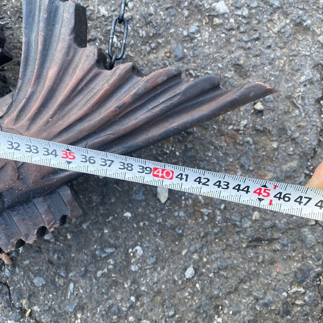 増51230】 自在鉤 木製横木 鯛 民芸 古民家 高さ150cm