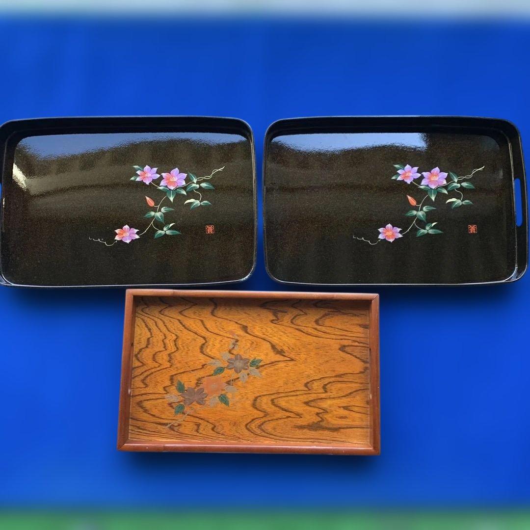 3点セット TATSU-CRAFT 花柄漆器盆 48cm/長期保管品、未使用 - メルカリ