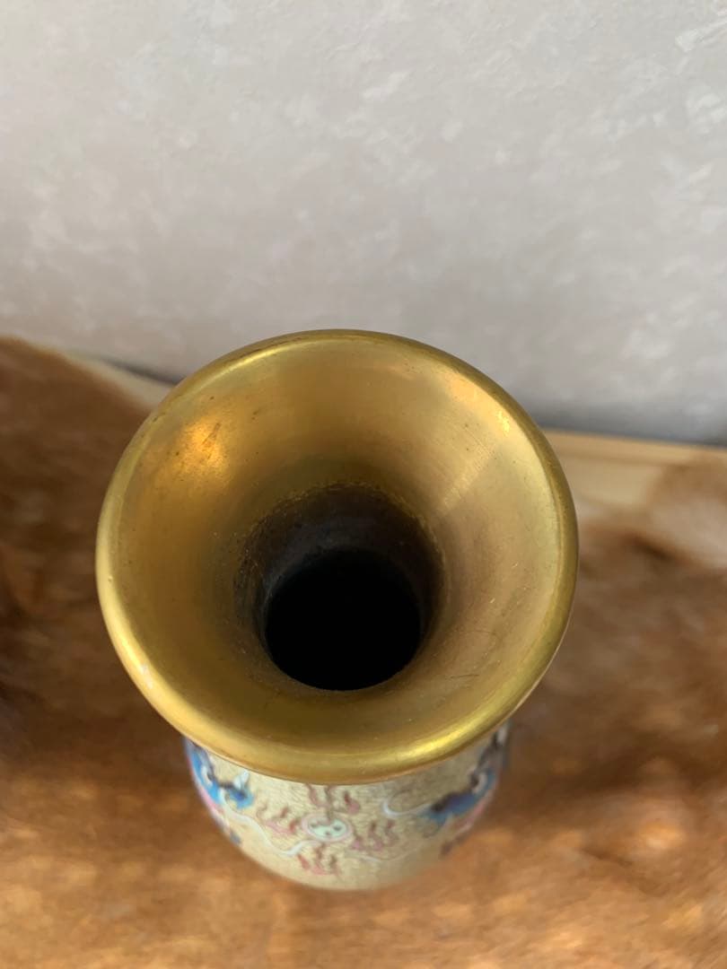 中国美術 民国期 七宝 龍紋花瓶 唐物 古銅 細密細工 古美術品 - メルカリ