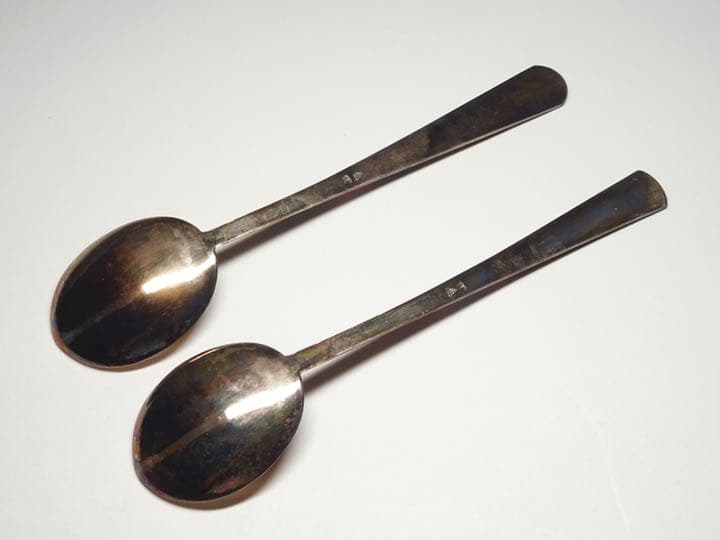 朝鮮の工芸品 銀製 七宝細工 銀匙箸2客 茶道具 箱付 李王家 朝鮮美術