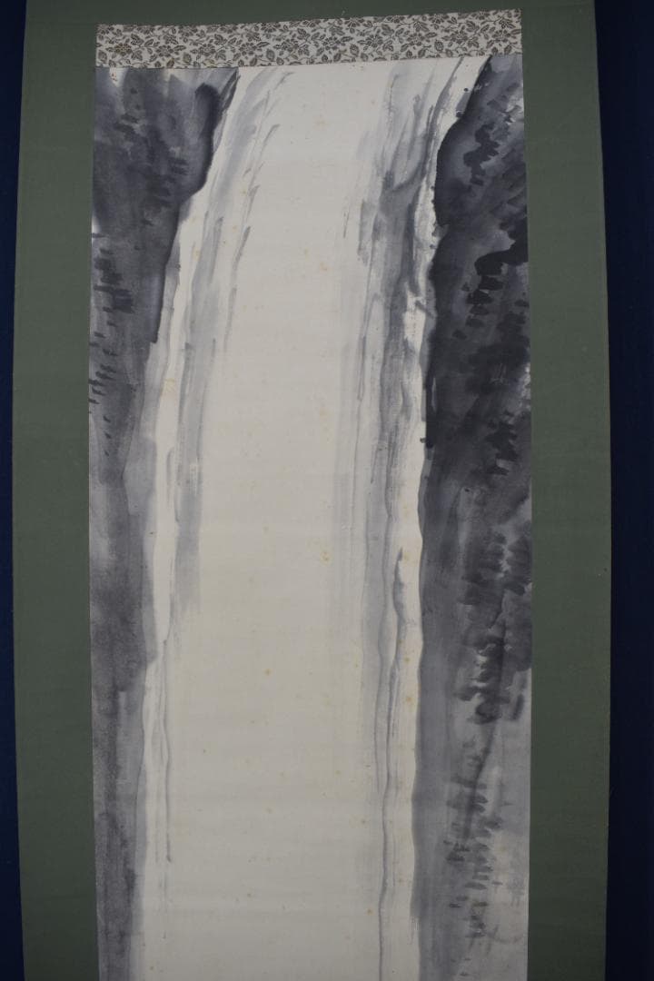 真作】山田秋坪/瀑布図/滝之図/掛軸☆宝船☆Z-136