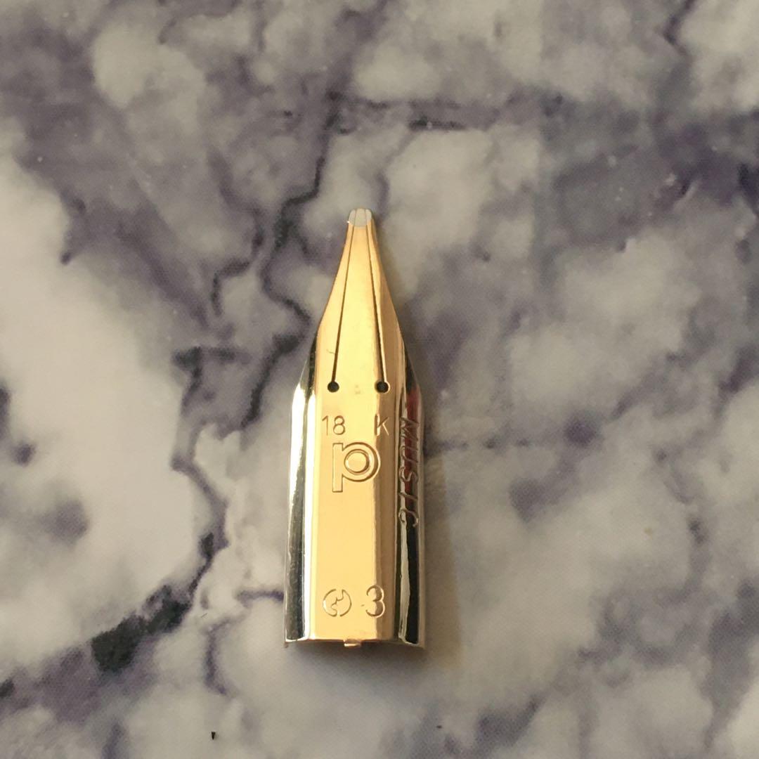 #0223オーバーホール済み 万年筆 プラチナ ショート 18k MUSIC