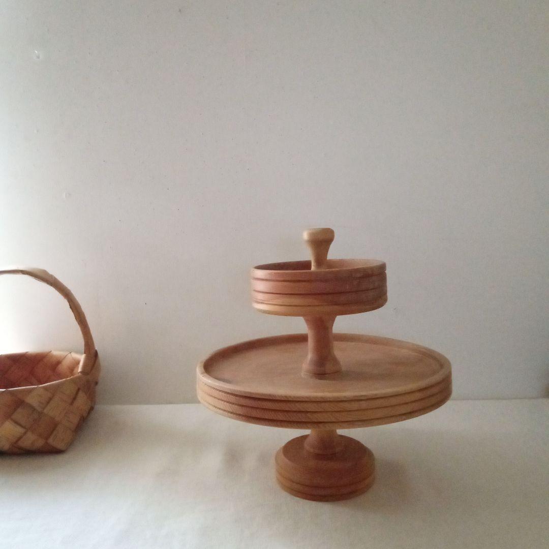 木製2段トレー スウェーデン ハンドメイド 北欧 ヴィンテージ 木製2段