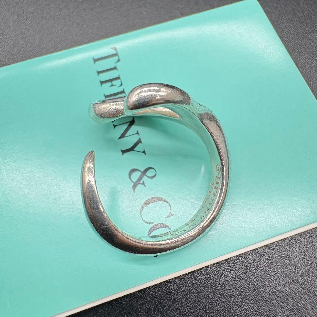 【美品】ティファニー オープン ハート リング 約11号 シルバー925 828