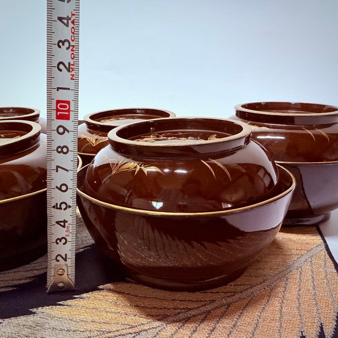 漆器　輪島塗　沈金　金蒔絵　木製　茶懐石膳　椀5客　骨董