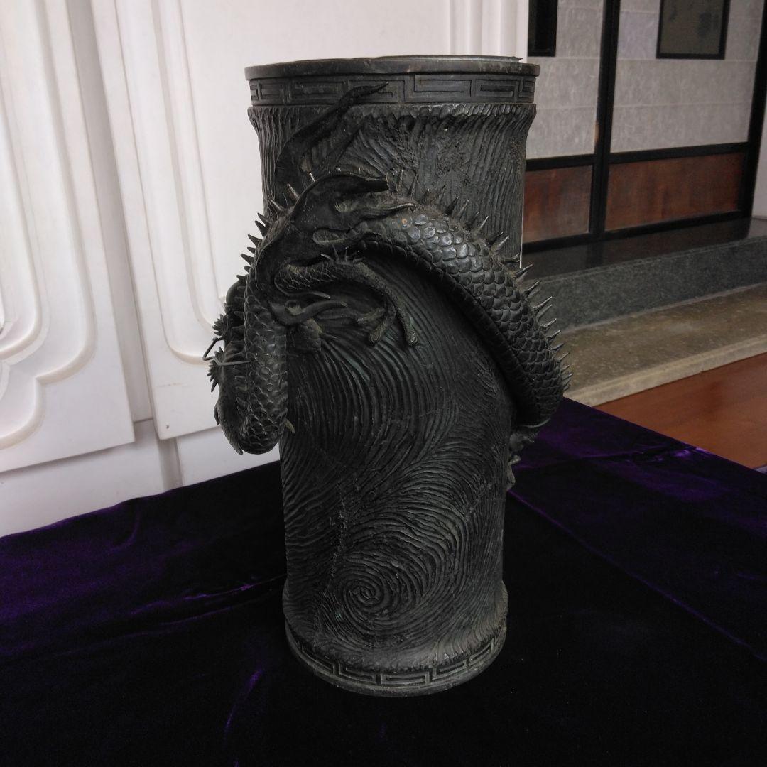 花瓶 銅製 龍模様