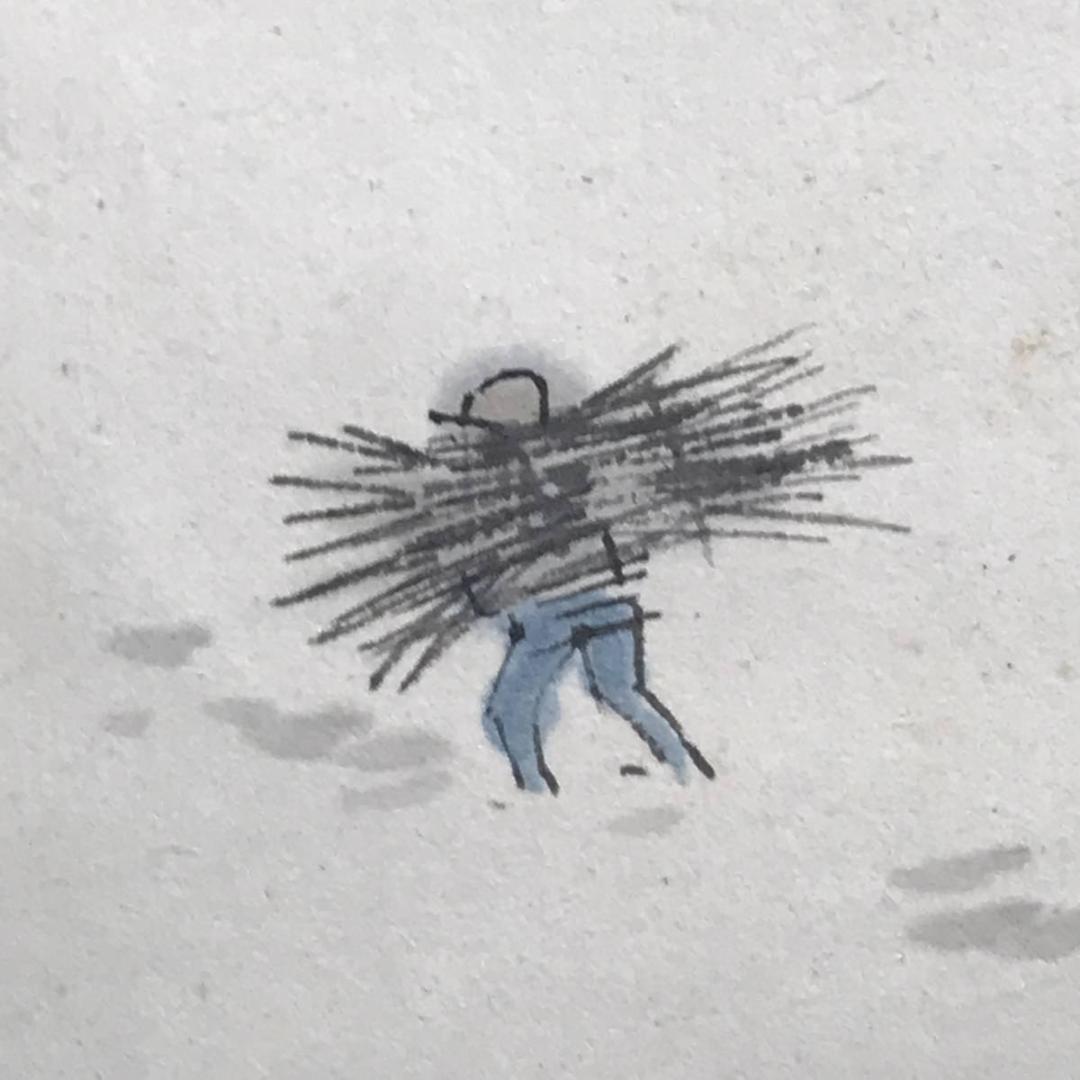 作者不詳/雪山帰樵図/山水図/横物/掛軸/名家伝来/AC-742