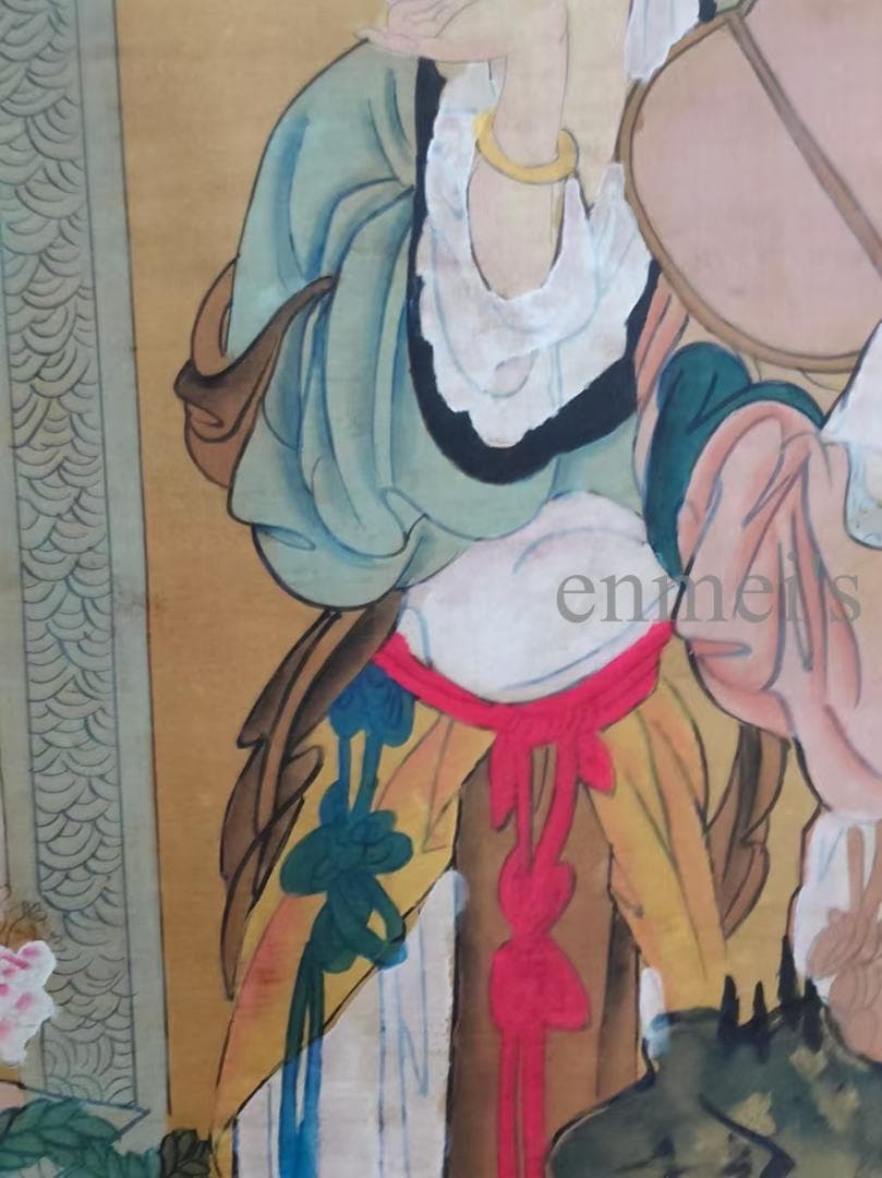 掛軸 山田邦人 四季草花 共箱 紅白梅 B-5 掛軸 清『四季草花』日本画