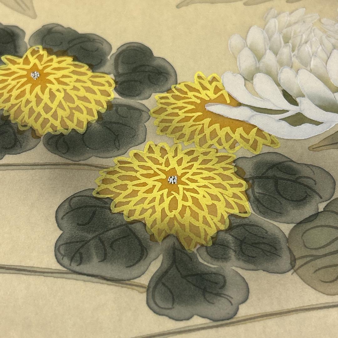 掛軸 四季花 共箱付き 落款あり 植田春甫 風景画 普段掛け 茶室 茶道 牡丹図