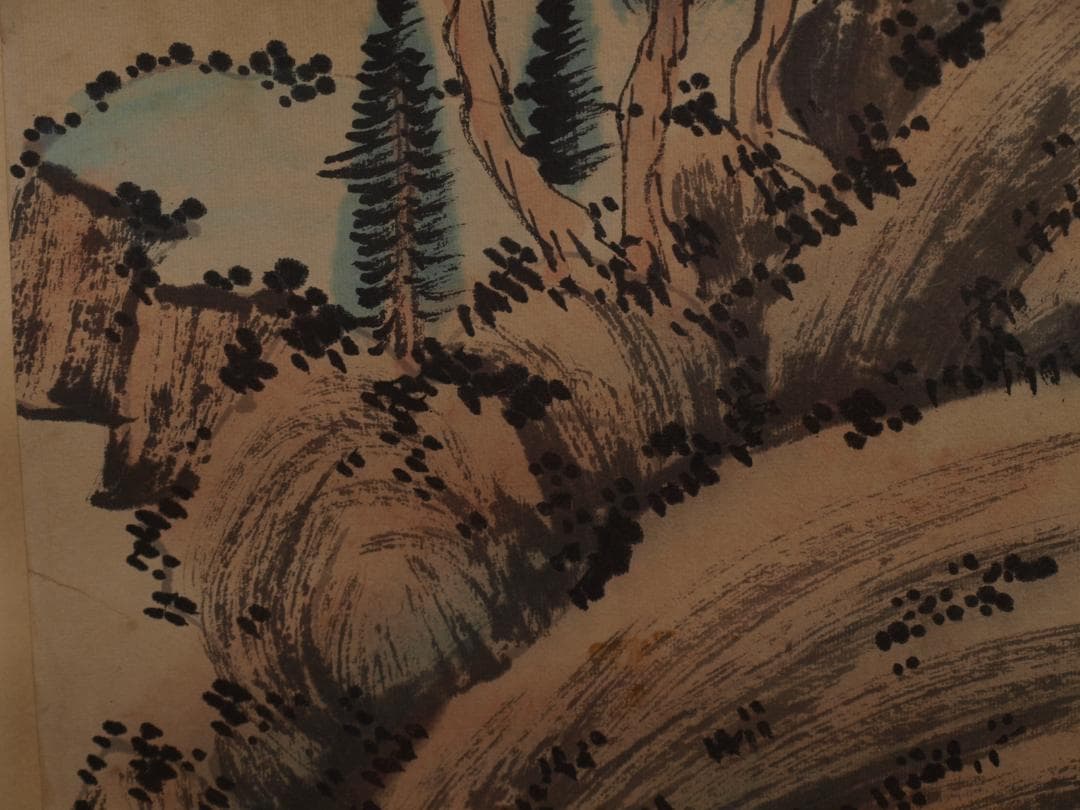 骨董掛け軸】 中国吴湖帆 近代 肉筆保證 掛け軸 DE599B3-2