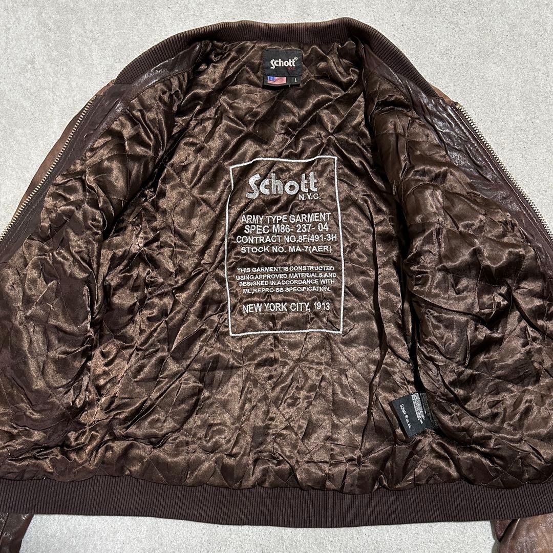 専用☆L✨Schott MA-7 MA-1フライトジャケット ラムレザー ブラウ