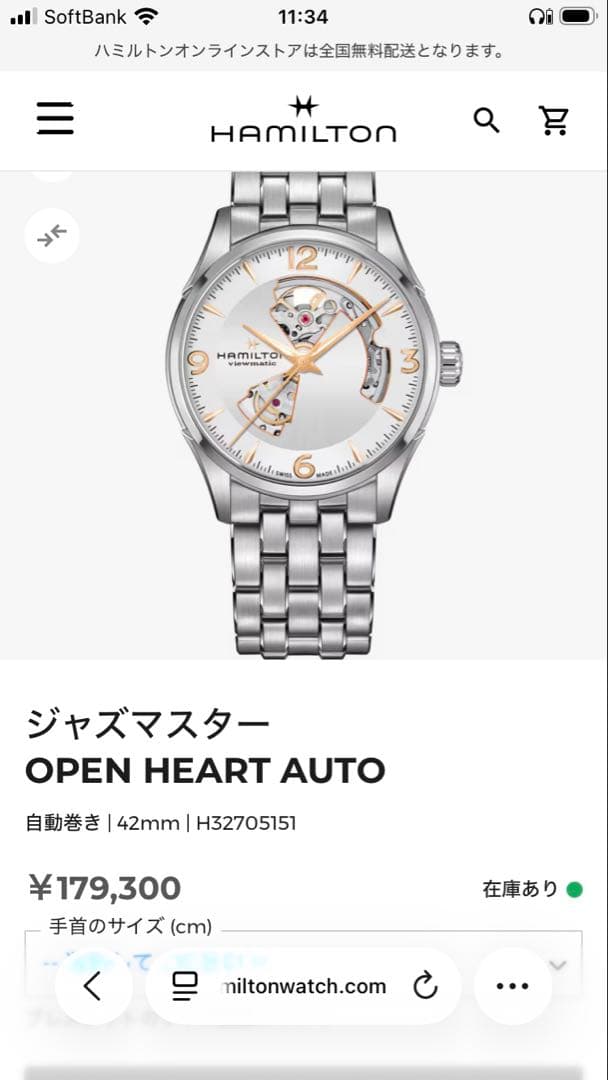 HAMILTON 自動巻き時計 スケルトン
