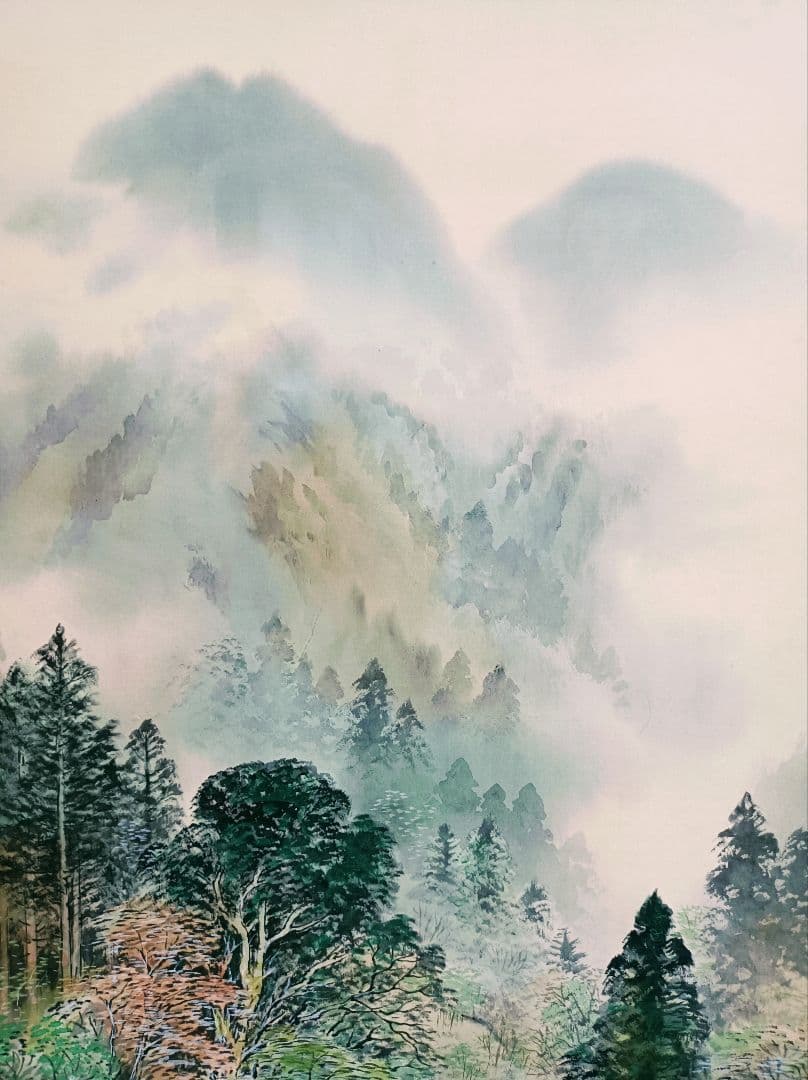 豪華 掛け軸 縁起物 福 開運 絵 龍脈 金運 山水 川 中国 風水 美術