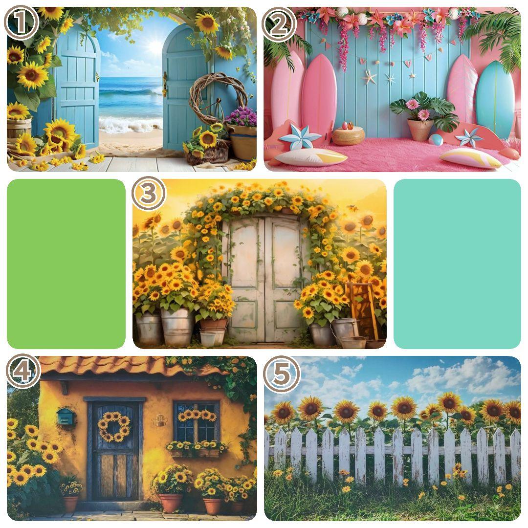 背景布夏BA④ ペット撮影用フォトブース 向日葵 ヒマワリ トリミング