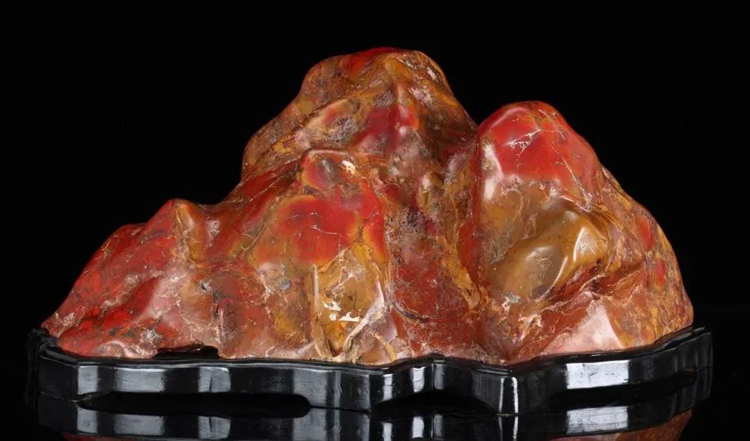 佐渡 赤玉石 赤石 黄色 鑑賞石 自然石 ジャスパー 台座付 大型25.2kg