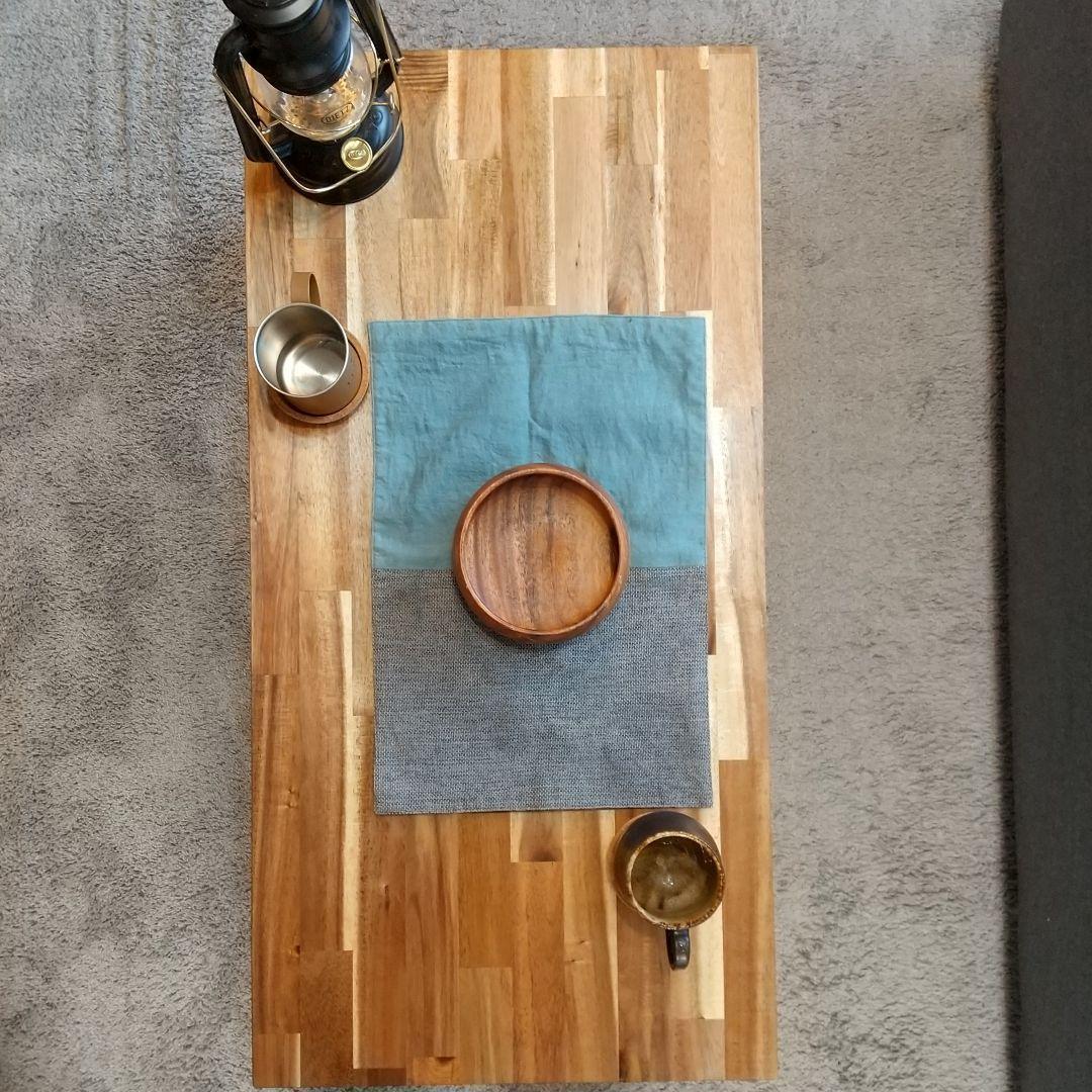 アカシア無垢集成材折りたたみローテーブル