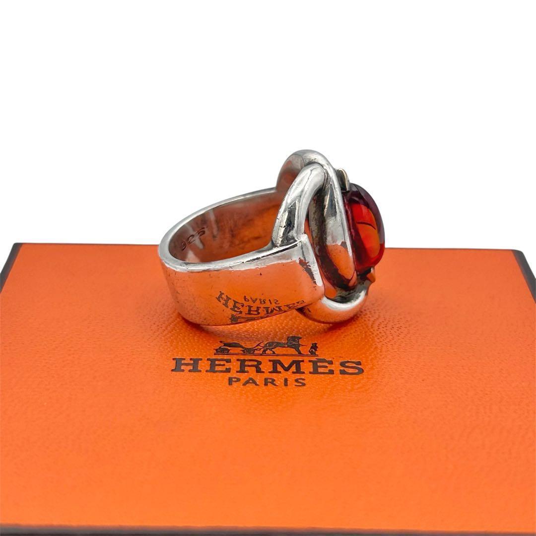 【幻】HERMES ヴィンテージ リング カーネリアン コンビ Ag925 52