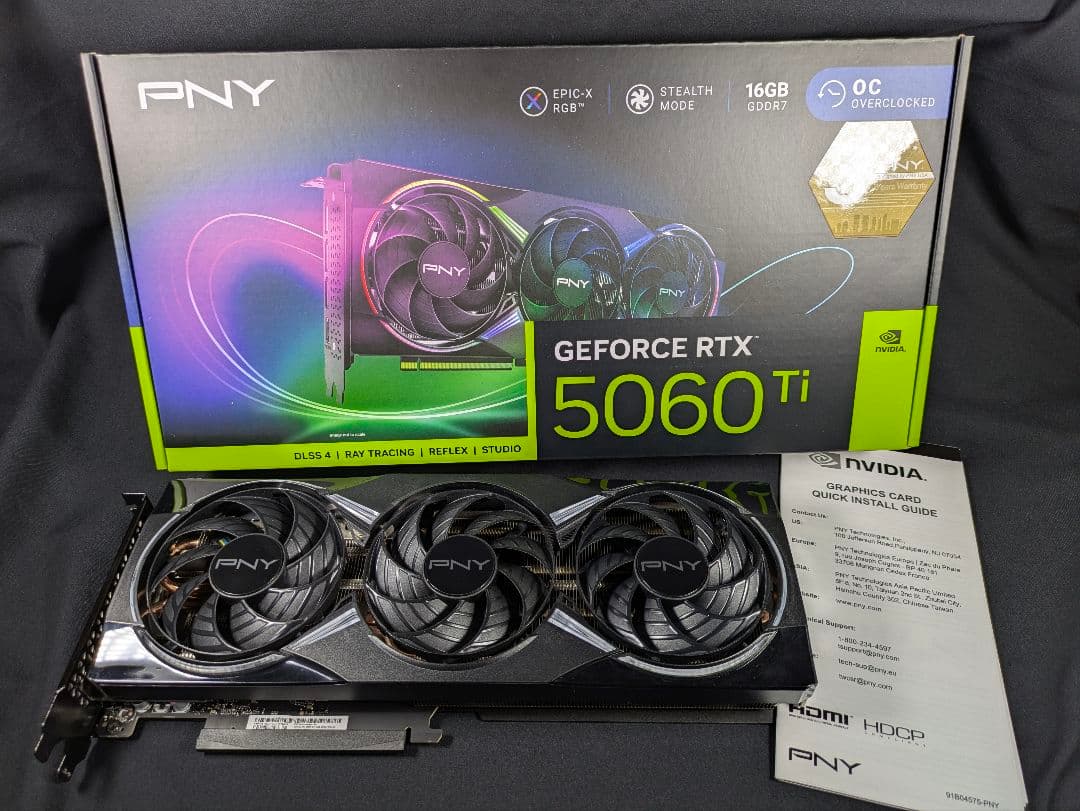 美品 PNY RTX5060Ti 16GB GeForce グラフィックボード Amazon | PNY GeFORCE RTX 5060 Ti 16GB Overclocked Dualfan