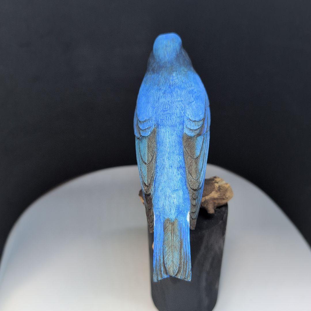 オオルリ 幸せ運ぶ青い鳥 木彫りの野鳥 野鳥彫刻 リアルバード