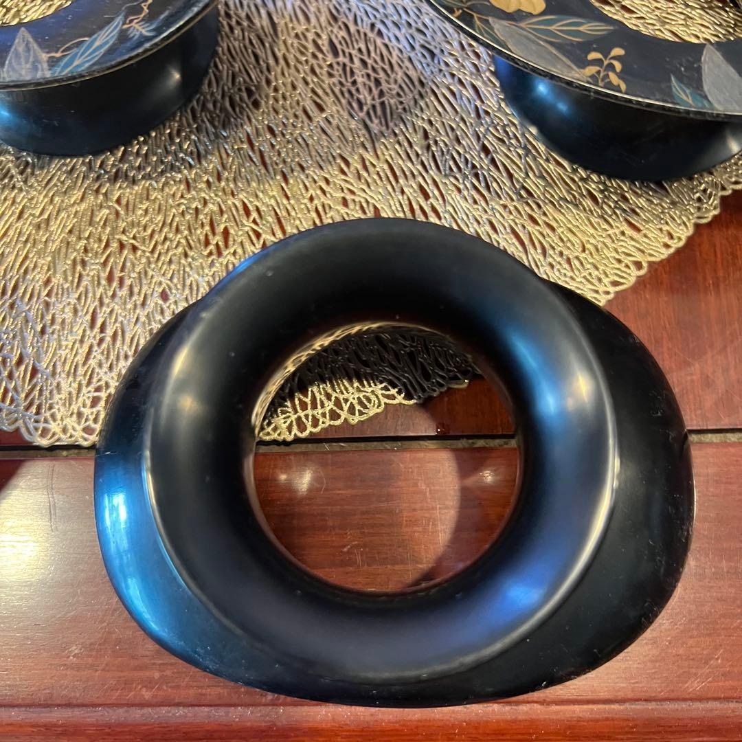 骨董品 螺鈿蒔絵黒塗り茶托 金巻絵茶托 Traditional Japaneseの通販は