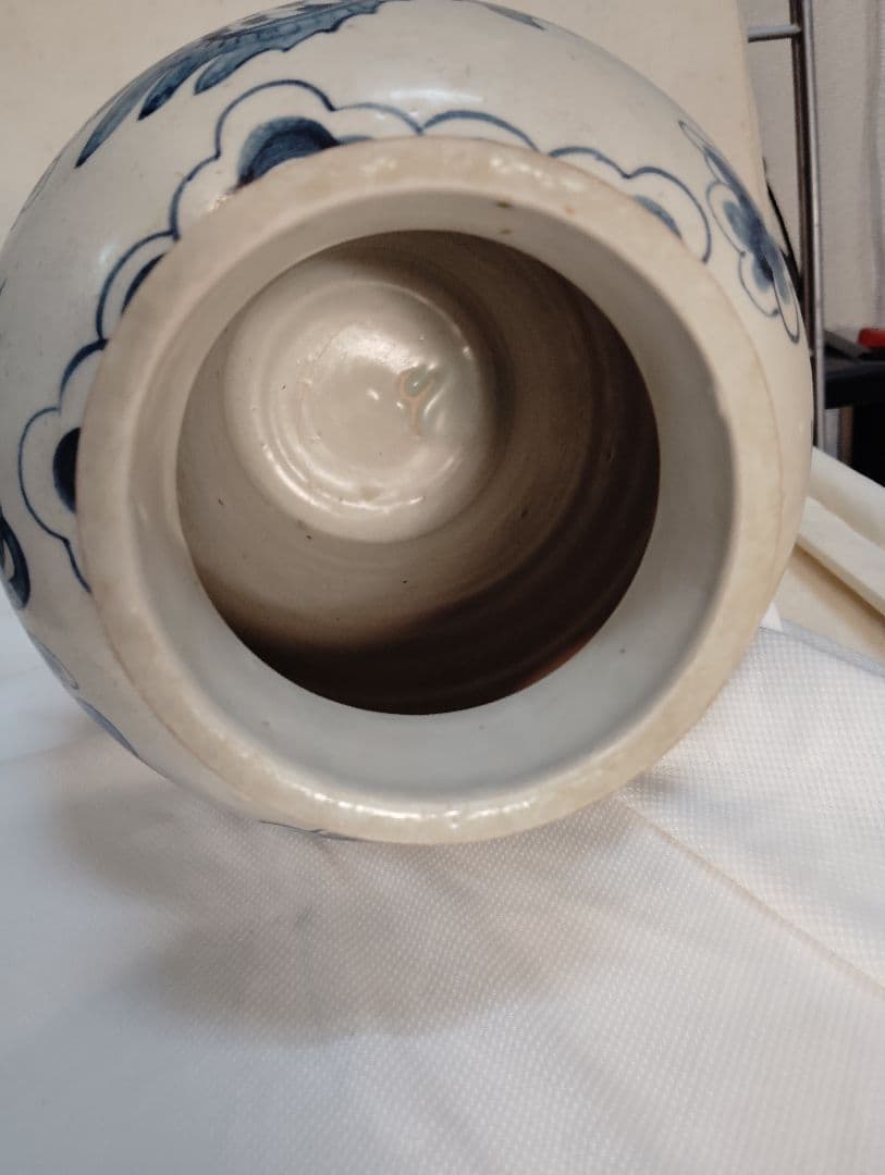 中国李朝 染付龍文壺