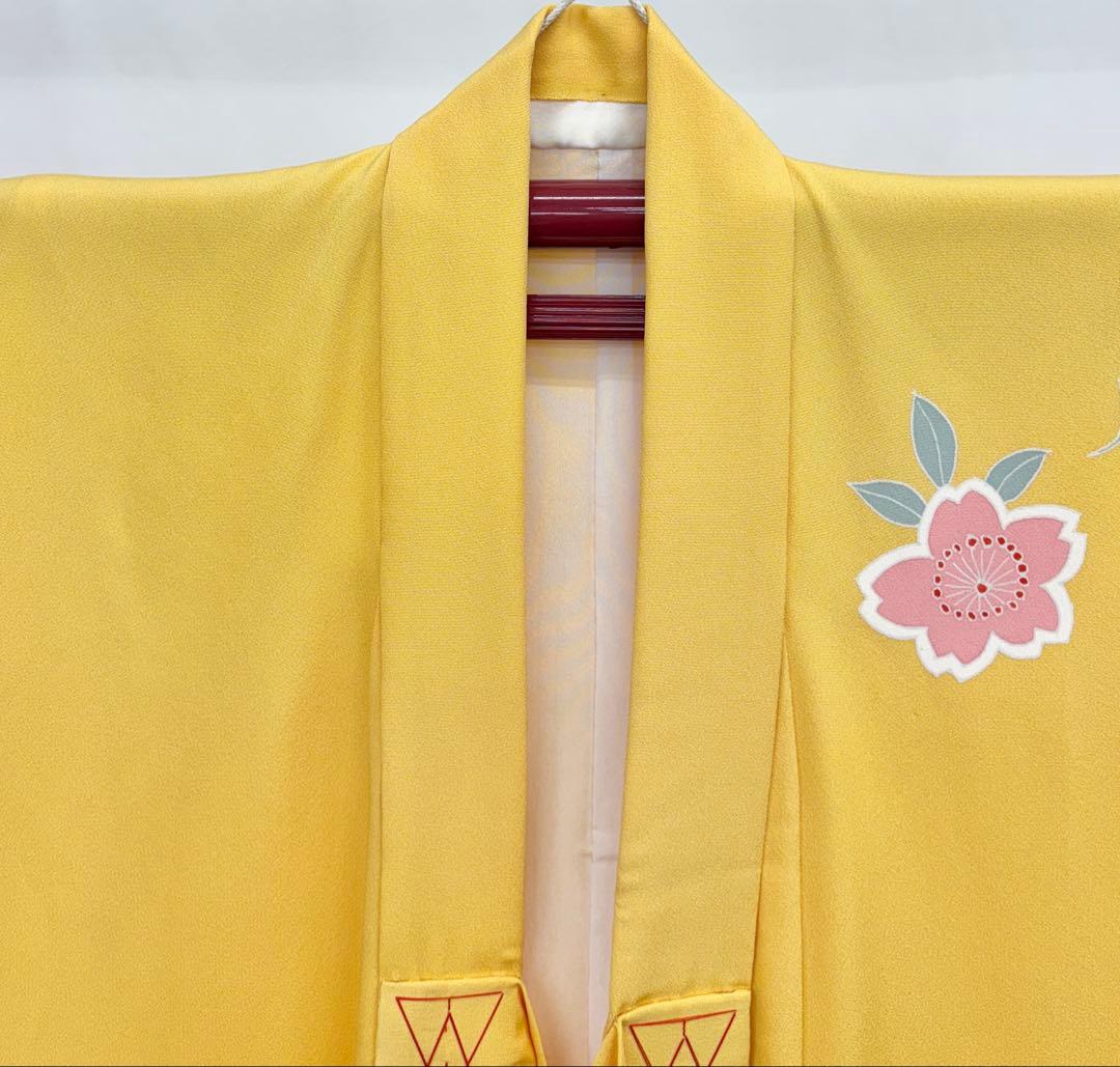 七五三着物　7ー8才　女児　四つ身　毱・桜／黄色系《子供492》#江戸小もーん